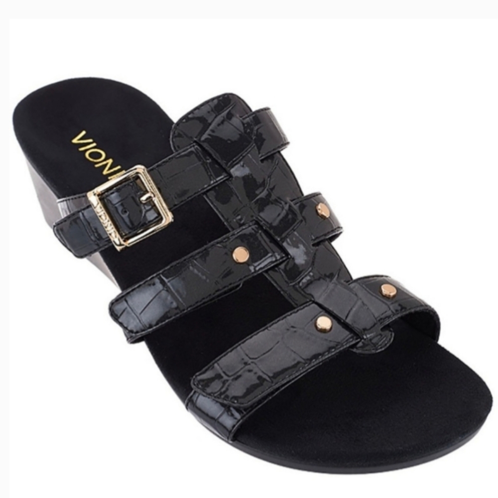 Vionic Black Wedge Sandals